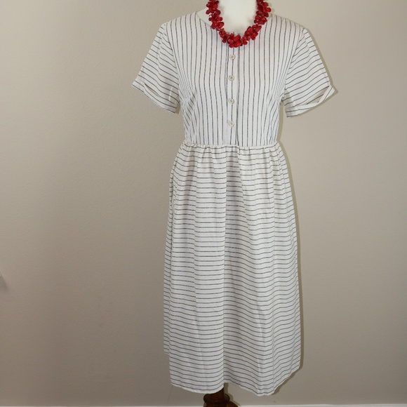 NEW Striped Linen Dress with Pockets - Picture 1 of 7